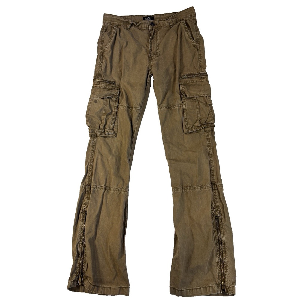 Boohoo Man Men's 30X32 Brown‎ Cargo Pants Grunge Urban Streetwear Skater